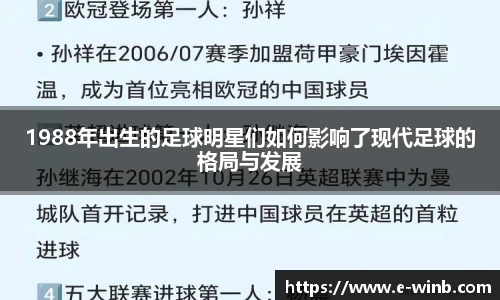 1988年出生的足球明星们如何影响了现代足球的格局与发展